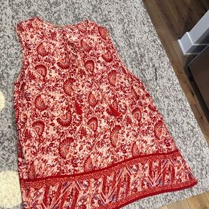 Red and White Sleeveless Top